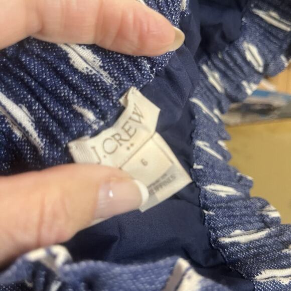 J Crew Skirt size 6 Denim Blue Ivory Linen Above Knee A Line Casual Beach - Picture 6 of 6